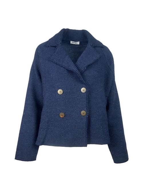 giacca donna in stuoia doppiopetto blu Base Milano | B7786-3400439